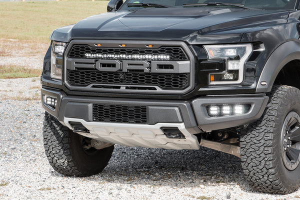 Rough Country - LED Light Kit - Grille Mount - 30 In. Black Single Row - Ford Raptor 4WD (17-20)