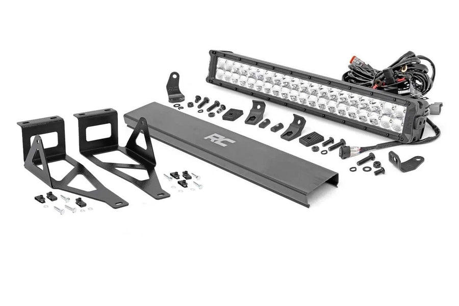 Rough Country - LED Light Kit - Bumper - 20 In. Chrome Dual Row - Amber DRL - Ford F-250/F-350 Super Duty (05-07)