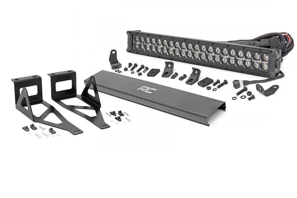 Rough Country - LED Light Kit - Bumper Mount - 20 In. Black Dual Row - Amber DRL - Ford F-250/F-350 Super Duty (05-07)