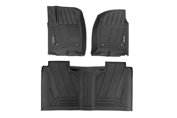 Rough Country - Flex-Fit Floor Mats - FR & RR - FR Bucket - Crew - Chevy/GMC 1500/2500HD/3500HD (19-25 & Classic)