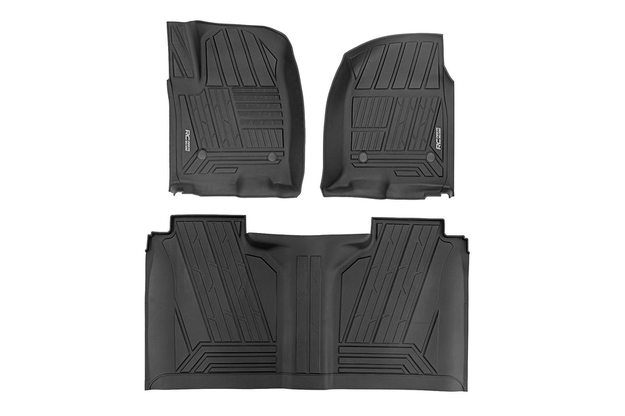Rough Country - Flex-Fit Floor Mats - FR & RR - FR Bucket - Crew - Chevy/GMC 1500/2500HD/3500HD (19-25 & Classic)