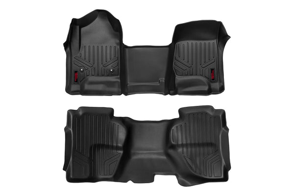 Rough Country - Floor Mats - FR & RR - OV Hump - Ext Cb - Chevy/GMC 1500/2500HD/3500HD 2WD/4WD