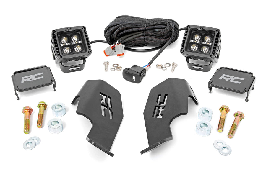 Rough Country - LED Light Kit - Cage Mount - 2 In. Black Pair - Amber DRL - Honda Talon 1000