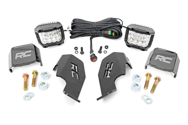 Rough Country - LED Light Kit - Cage Mount - 2 In. Chrome Pair - Wide Angle - Honda Talon 1000