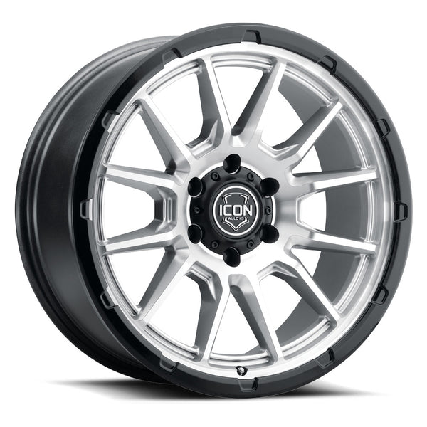 ICON Alloys Cajon Silver Machined W/ Gloss Black Lip 20 X 9 / 8 X 6.5 12mm Offset 5.5" BS
