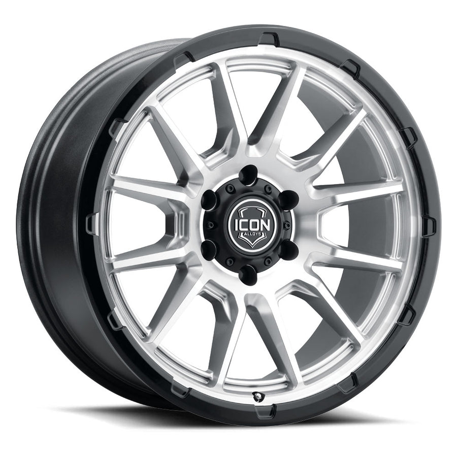 ICON Alloys Cajon Silver Machined W/ Gloss Black Lip 20 X 9 / 8 X 6.5 12mm Offset 5.5" BS