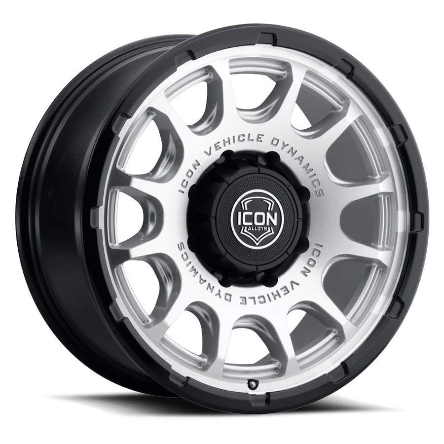 ICON Alloys Rancho Silver Machined W/ Gloss Black Lip 20 X 9 / 8 X 6.5 12mm Offset 5.5" BS