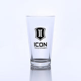 16OZ PINT GLASS W/STACKED BLACK ICON LOGO