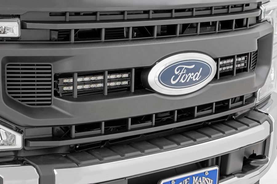 Rough Country - LED Light Kit - Grille Mount - 10 Inch Black - Slimline - Ford F-250 Super Duty (20-22)