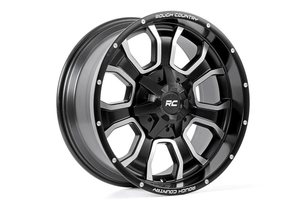 Rough Country - Rough Country 93 Series Wheel/One-Piece/Machined Black/20x10/6x5.5/6x135/-18mm
