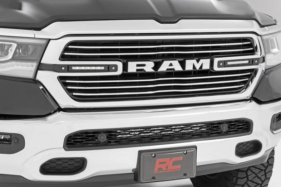 Rough Country - Dual 6in LED Grille Kit - Chrome Slimline - Ram 1500 2WD/4WD (2019-2024)