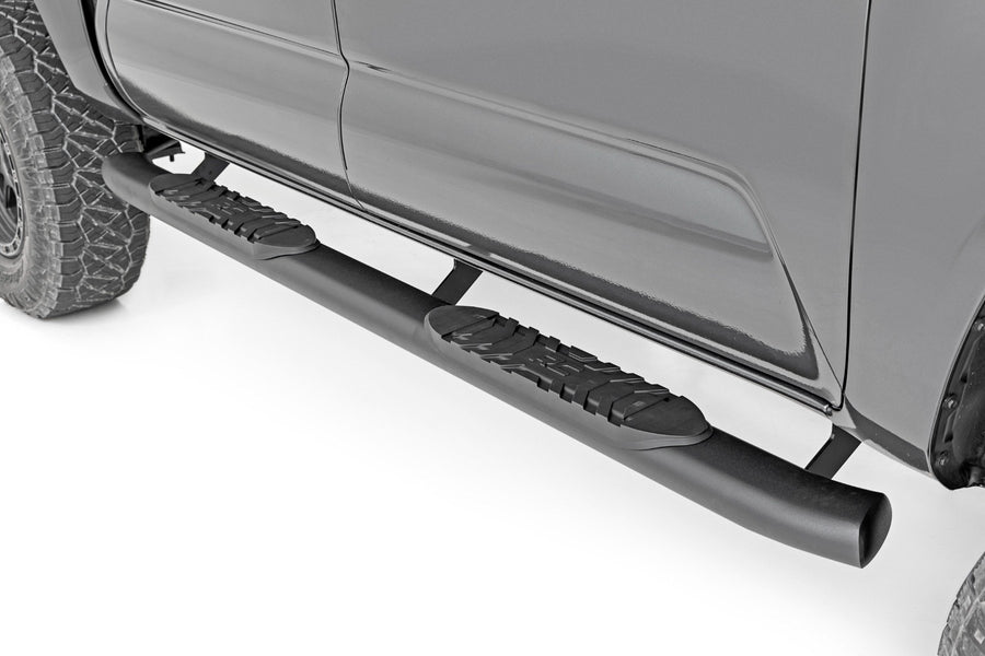 Rough Country - Oval Nerf Step - Double Cab - Black - Toyota Tacoma 2WD/4WD (2005-2023)