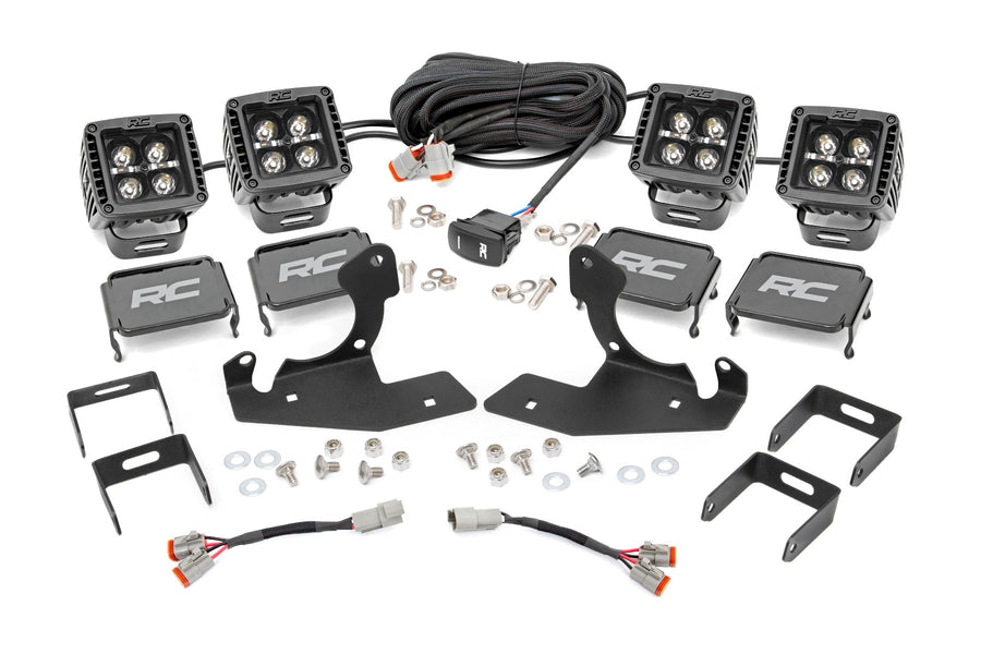 Rough Country - LED Light Kit - Fog Mount - 2 In. Black Pair - Amber DRL - Chevy Silverado 2500 HD/3500 HD (11-14)