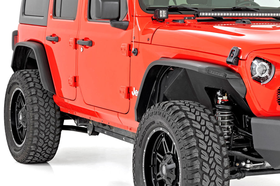 Rough Country - High Clearance LED Flat Fender Flare Kit - UV Treated - Jeep Wrangler JL (18-24)