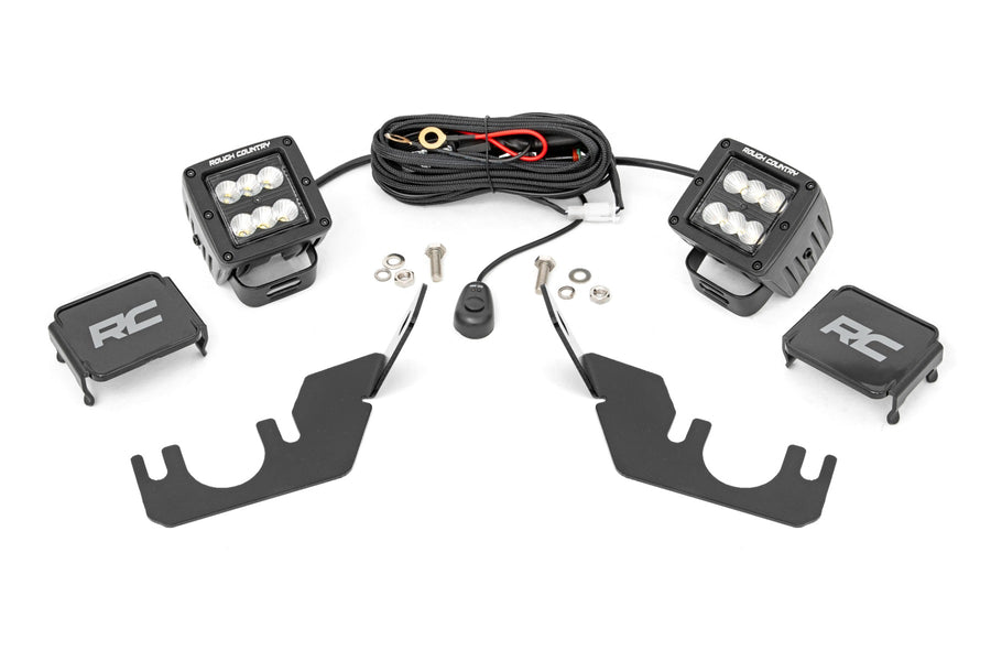 Rough Country - LED Light Kit - Rear Mount - 2 In. Black Pair - Flood - Kawasaki Teryx 4 1000/Teryx4 800