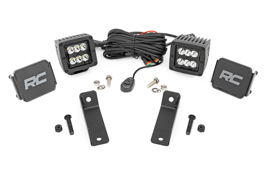 Rough Country - LED Light Kit - Rear Mount - 2 In. Black Pair - Flood - Can-Am Maverick Sport 1000R