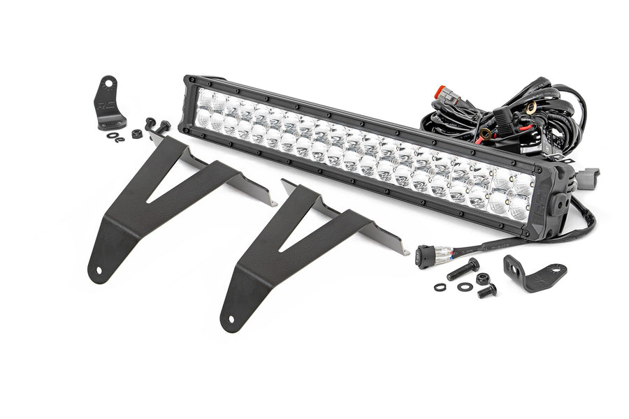 Rough Country - LED Light Kit - Bumper Mount - 20 In. Chrome Dual Row - Amber DRL - Ram 1500 (19-24)