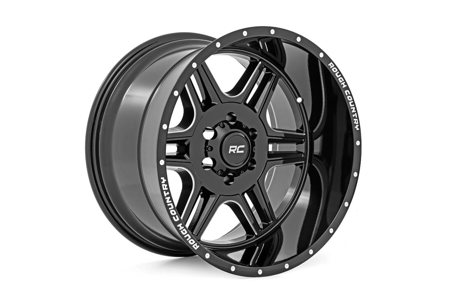 Rough Country - Rough Country 92 Series Wheel/Machined One-Piece/Gloss Black/20x12/6x5.5/-44mm